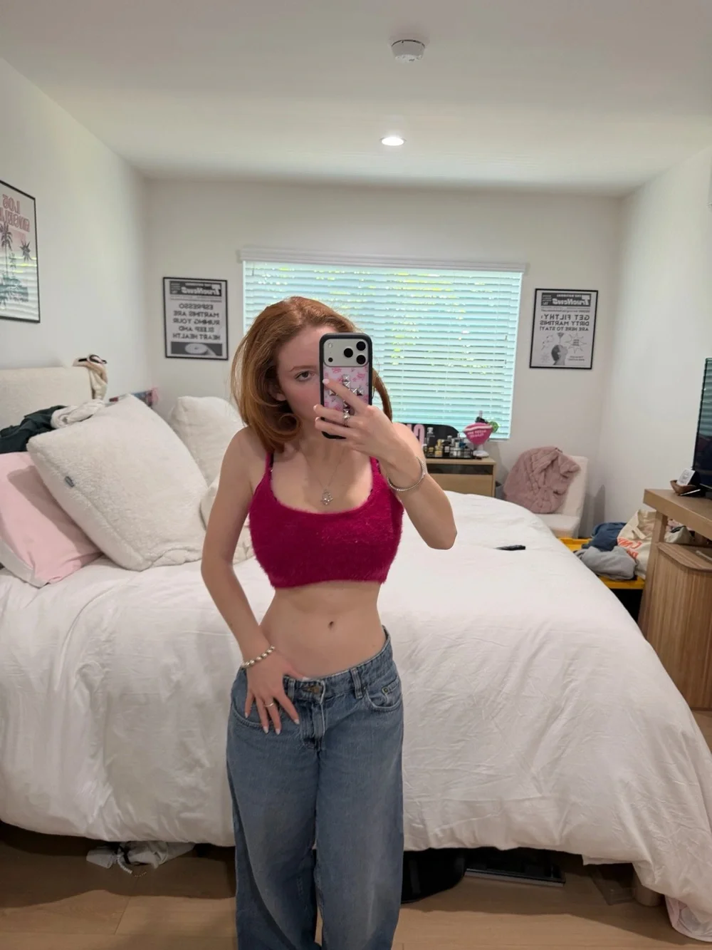 Garage Hot Pink Fuzzy Cropped Tank - Picture 1 of 4